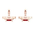 thumbnail image 4 of Rose Solid Solid Gold Halo Stud Everyday Dainty Earrings - 2.82 Ct Brilliant Princess Cut Drop Dangle Ruby 14K, Everyday Dainty Earrings Lever Back, 4 of 7