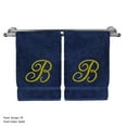 thumbnail image 3 of Monogrammed Hand Towel, Personalized Gift, 16 x 30 Inches - Set of 2 - Gold Embroidered Towel - Extra Absorbent 100% Turkish Cotton - Soft Terry Finish - for Bathroom, Kitchen and Spa - Script B Navy, 3 of 3