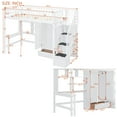 thumbnail image 5 of Loft Bed Twin Size with Desk, Twin Loft Bed with Bookshelves and 4 Steps Storage Staircase, Built-in Large Drawers and Wardrobe, Twin Size Loft Bed for Dorm, Boys & Girls, Teens, White, 5 of 9