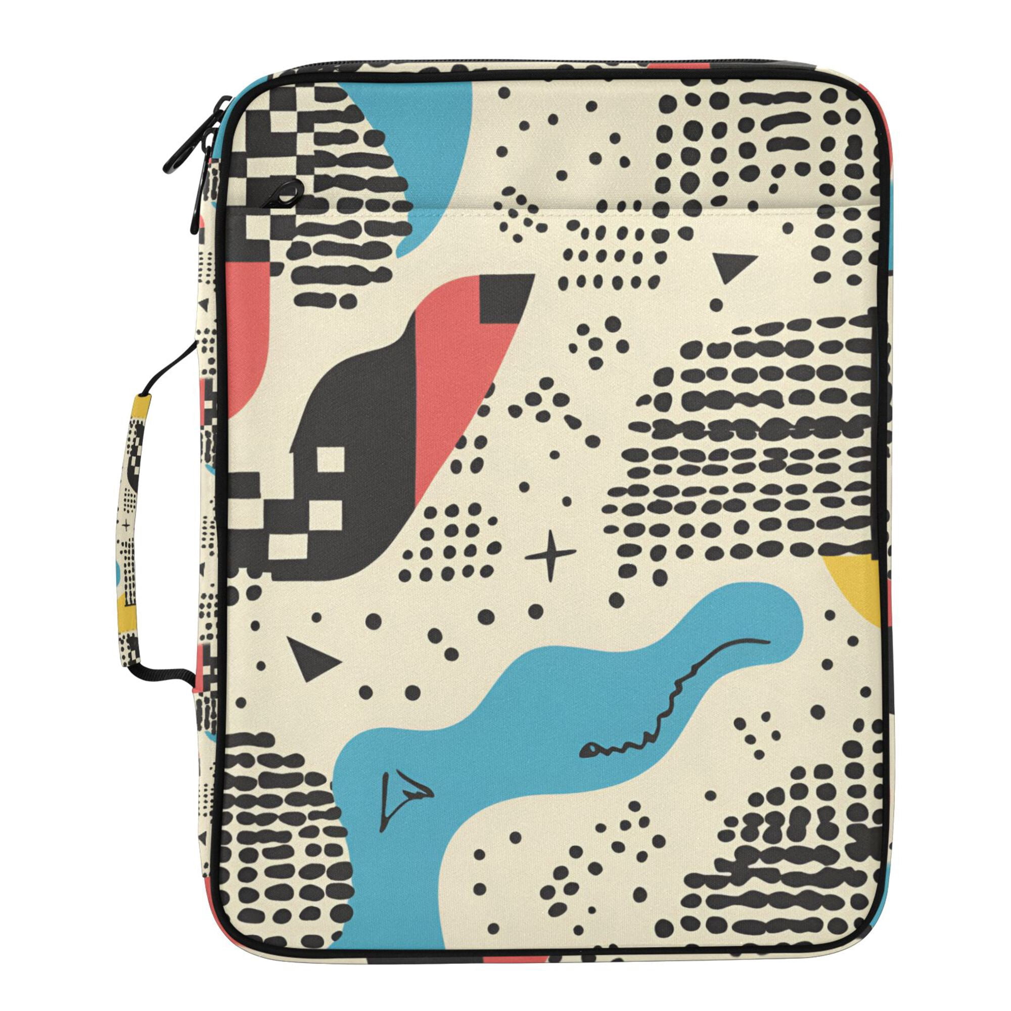 FORMRS Accordion File Folder A4 Size 7-Pocket Expanding Document Organizer Bag with 3 Ring Binder, Blue Retro Print