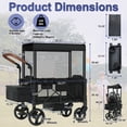 thumbnail image 4 of Vipsafe Foldable Wagon Stroller for 2 Kids, Multifunctional Baby Stroller with Detachable Canopy, Adjustable Handlebars, Easy Storage for Toddlers, 4 of 11