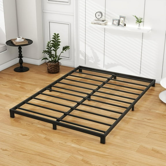 5 Inch Full Bed Frames Low Profile, Double Metal Platform Bed Frame No Box Spring Needed, Heavy Duty Metal Steel Slats Mattress Foundation, Noise Free, Easy Assembly, Black