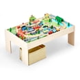 thumbnail image 1 of VEVOR Train Table 84 Pieces Wooden Kids Activity Table with Collapsible Storage Bin, 1 of 9