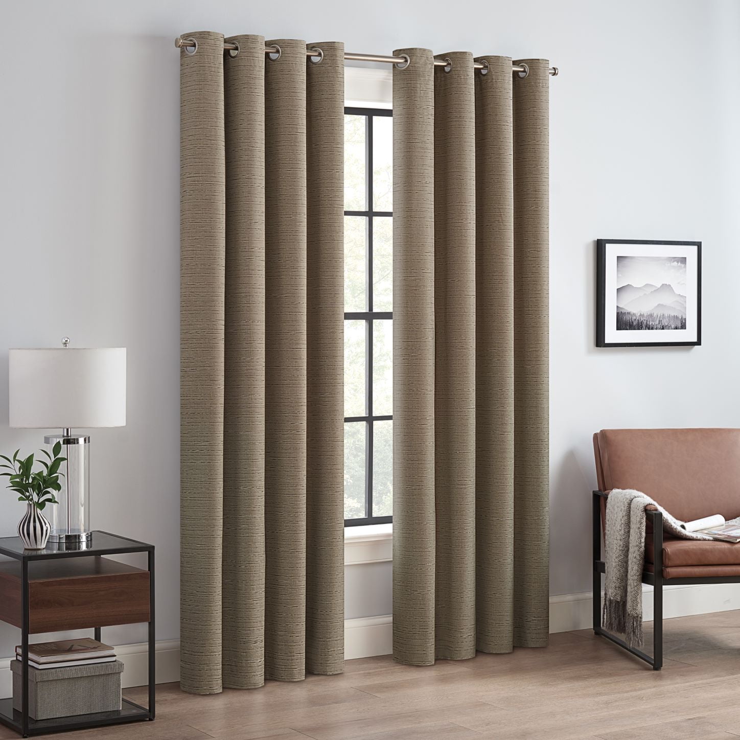 Eclipse Branson Magnitech 100% Blackout Curtain, Grommet Window Curtain Panel, Seamless Magnetic Closure, 84 in x 50 in wide, (1 Panel), Mocha