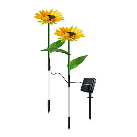 

YUANHUILI LED Sunflower Ground Light Durable Solar Lawn Lamp for Courtyard (1 Drag 2)