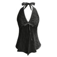 thumbnail image 4 of IWRICH Women's Summer Flowy Halter Top Cute Beach Tank Tops Going out Sleeveless Deep V-Neck for Concert Vacation Party Black S, 4 of 5