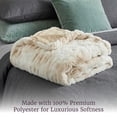 thumbnail image 5 of Lavish Home 60x80 Ruched Jacquard Faux Fur Blanket for Sofa and Bed, Cream, 5 of 10
