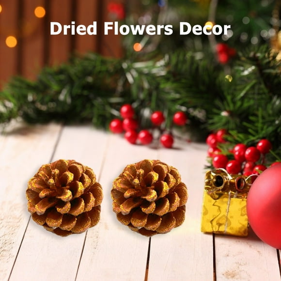 Miroir Vent 6 Pcs Fleurs Séchées Décorations de Pomme de Pin Matériaux de Couronne DIY (Poudre Dorée m)