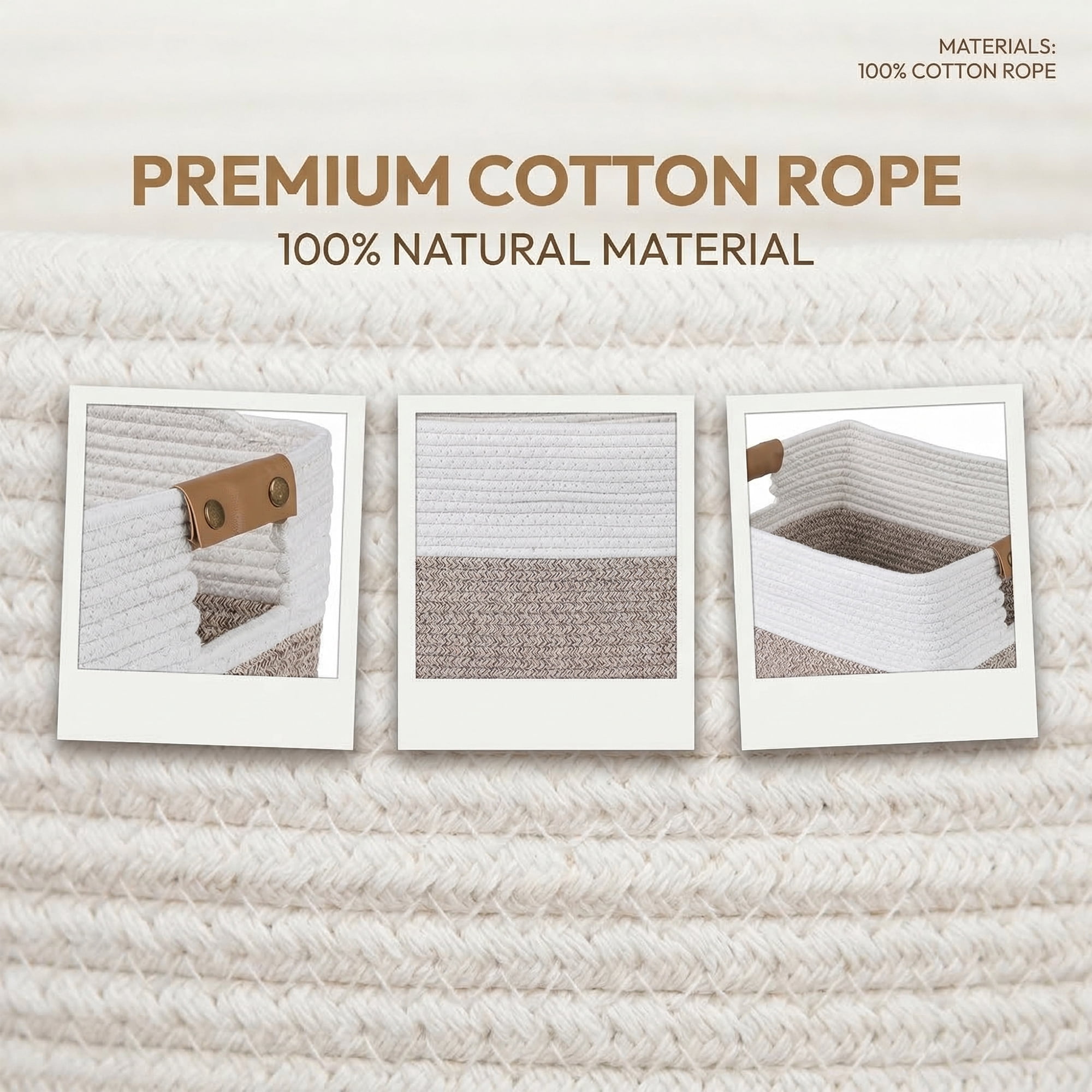 Unique Bargains Woven Large Shelf Closet Storage Bin White Coffee 15*9.8*8.7in