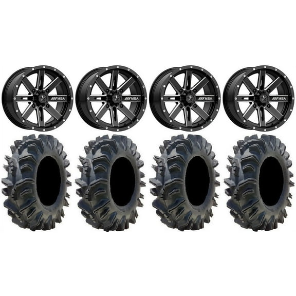 MSA Milled Boxer 14" UTV Wheels 28" Terminator Tires Yamaha Viking Wolverine YXZ1000R CFMoto ZForce 950 UForce 1000
