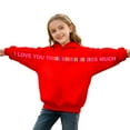 thumbnail image 2 of Girls Red Graphic Hoodie, Soft 100% Polyester "I Love You This Much" Print, Long Sleeve Hooded Sweatshirt for Kids 4-12, Machine Washable Casual Wear,Size 4 T, 2 of 7