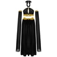 thumbnail image 4 of dPois Women's Belly Dance Outfit Arabian Princess Halter Bra Top with Maxi Skirts Split Sleeves Black M, 4 of 7