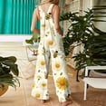 thumbnail image 4 of Xyxonk Yellow Jumpsuit for Women Floral Printed Sleeveless Cotton Jumpsuits Loose Casual Romper with Pockets Baggy Jumper Yellow S, 4 of 6