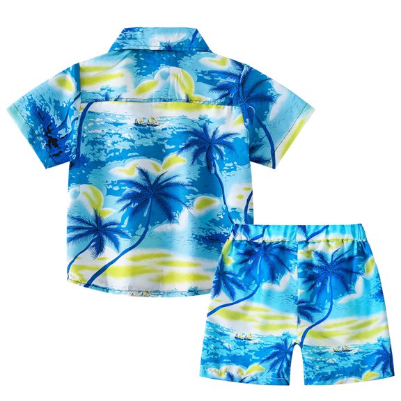 Vedolay Short Sets Boy 2 Piece Outfits Boy's Cotton Graphic T-Shirt and Shorts Two-Piece Set,Blue 4-5 Years