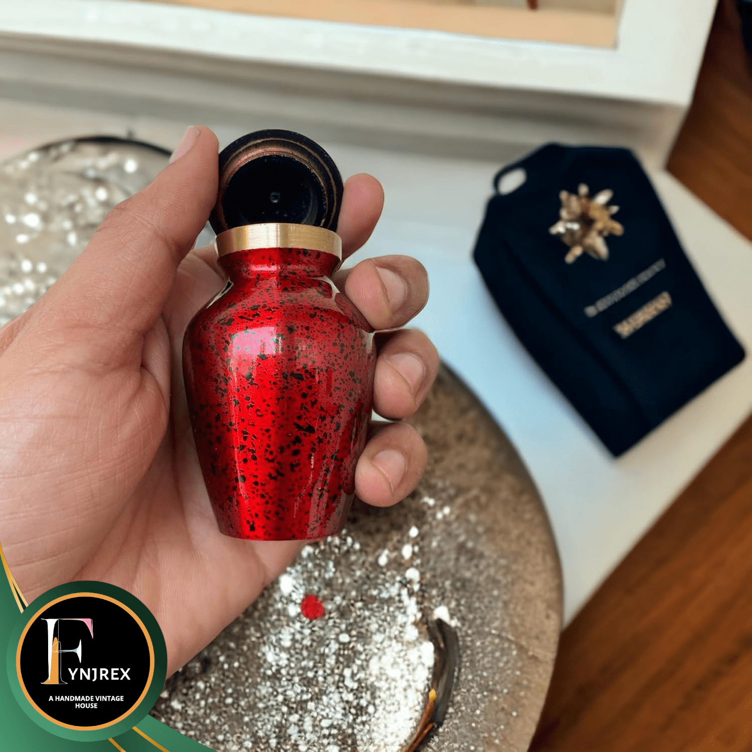 Mini Red Keepsake Urn for Human Ashes – Metal Cremation Token with Box
