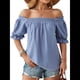 thumbnail image 1 of Tops de Verano para Mujer, Cuello Cuadrado, Elegantes, Informales, con Lunares, Mangas con Volantes, Camisetas Bonitas, Ropa de Moda Azul M, 1 of 9