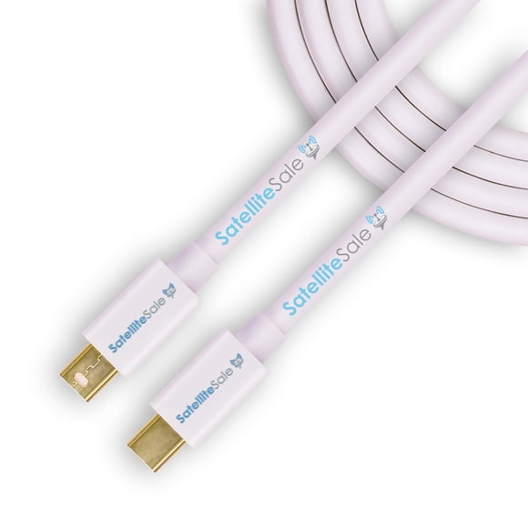 SatelliteSale Mini DisplayPort a Mini DisplayPort DP Cable Macho a macho Cordón blanco de PVC (6 pies) SatelliteSale Cable de DisplayPort