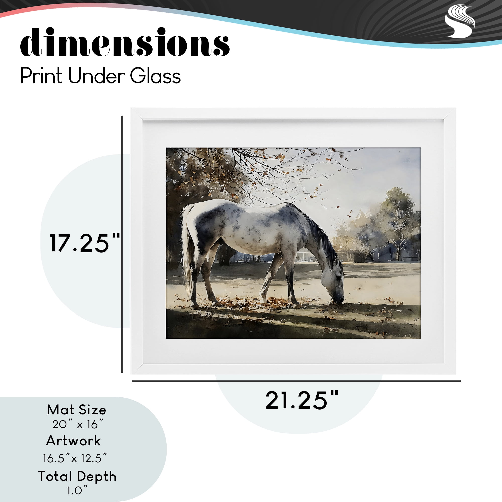 Stupell Industries Grey & White Mare Grazing White Framed Print Under Glass, design by Franklyn Gregory