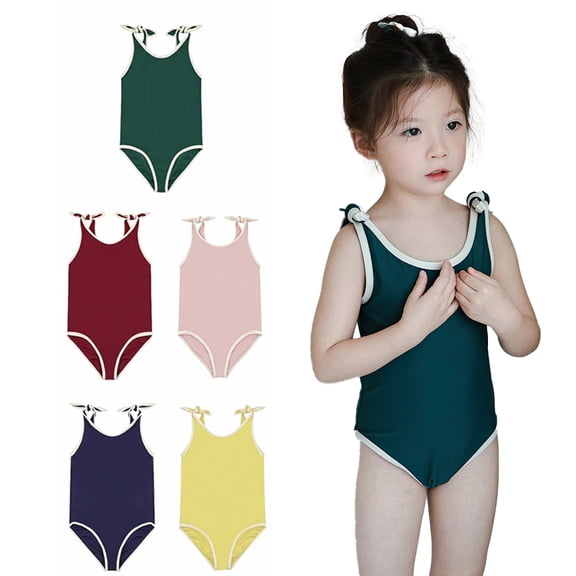 ‌LYMAYTER Baby Girls Toddler Sleeveless Swimwear Summer‌ One-Piece Bow Tie Beach for Swimwear 6M-8Y