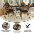 thumbnail image 4 of Emma + Oliver Set of Four Indoor/Outdoor Stacking Thonet Bistro Style Chairs with Arms, Black Textilene Seat and Natural Bamboo Finished Metal Frame, 4 of 15