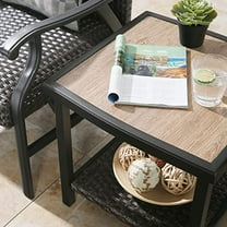 Ulax furniture Outdoor Patio Side Table with Lower Shelf