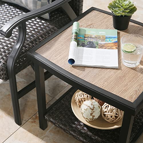 Ulax furniture Outdoor Patio Side Table with Lower Shelf