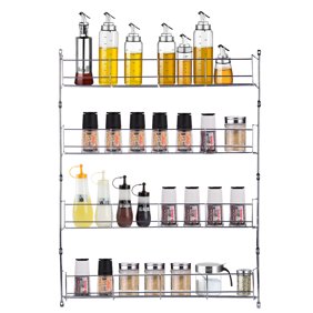 Kadell 4 Layers Metal Spice Rack Kitchen Door Wall Mounted Storage