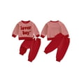 thumbnail image 2 of BemeyourBBs Toddler Baby Boy Girl Valentines Day Outfits Lover Boy Letter Long Sleeve Pullover Sweatshirt Tops Stripe Pants Set Spring Fall Winter Clothes, 2 of 9