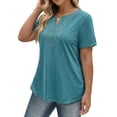 thumbnail image 4 of Fantaslook Lace Plus Size Tops for Women V Neck Short Sleeve Blouses Summer Tunic Shirts, 4 of 11