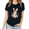 thumbnail image 4 of Pantalones Cortos para las Mujeres Sexy Pascua Moda Impresión Cuello Redondo Tee, Poliéster Ligero Casual Top para Primavera Verano Diario, Blusa de Suéter, 4 of 4
