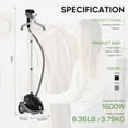thumbnail image 2 of Simenmax Standing Garment Steamer, 1500W Professional Clothes Steamer with Rolling Wheels for Easy Movement, 1.7L Water Tank, Black, 2 of 7