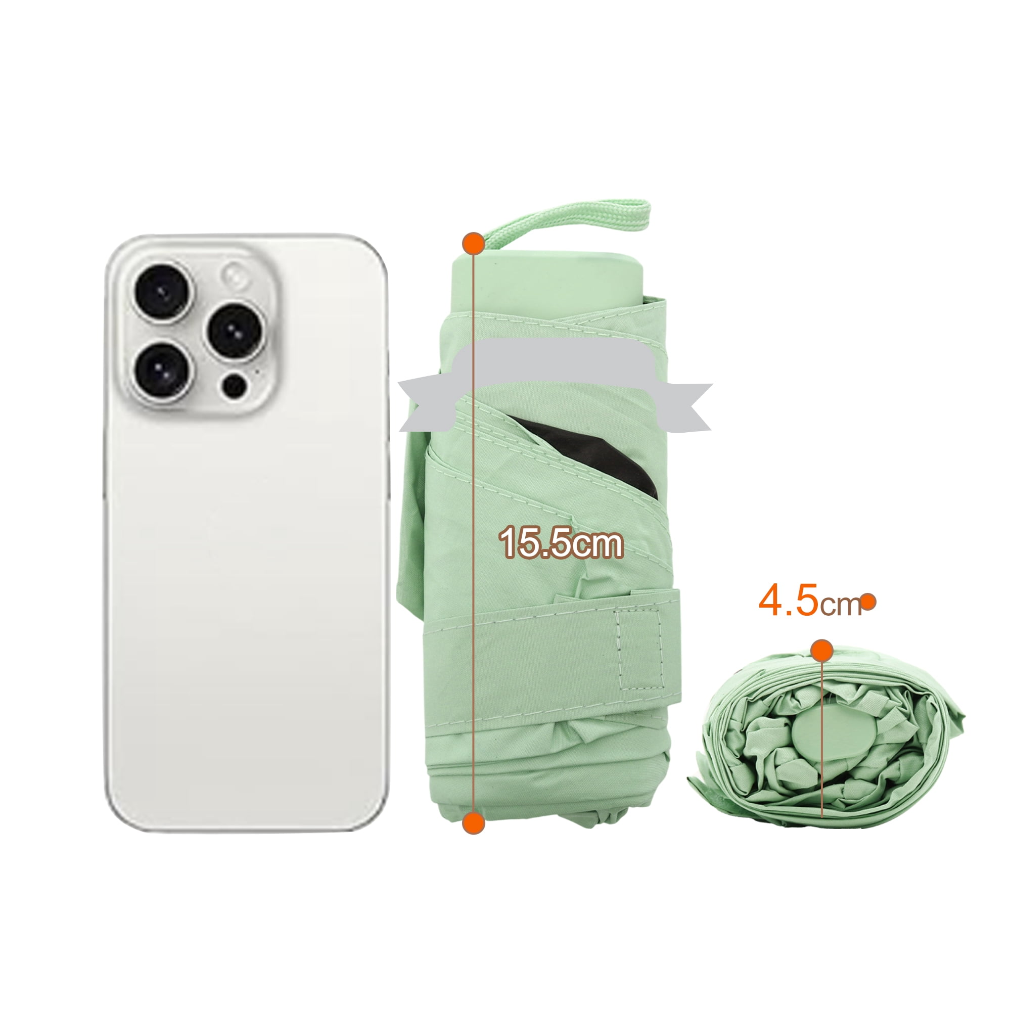 Unique Bargains Windproof Folding Mini Umbrella with Storage Box Light Green