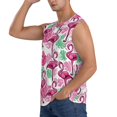 thumbnail image 3 of Haiem Men's Flamingo Print Tank Tops Summer Sleeveless Cut Off Workout T-Shirts Fitness Vest Athletic Undershirts-Large, 3 of 8