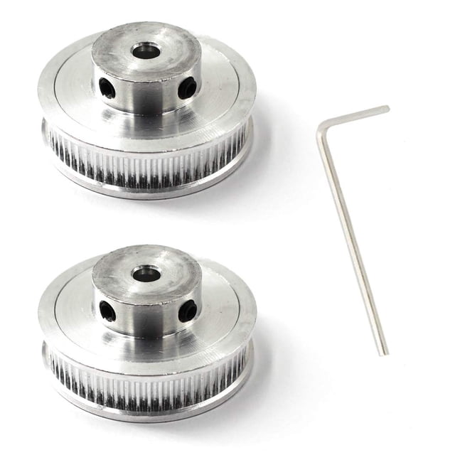 Polea de correa de distribución GT2, 60 dientes, 5 mm de diámetro para impresora 3D CNC, correa de 6 mm de ancho, paquete de 2 (llave incluida)