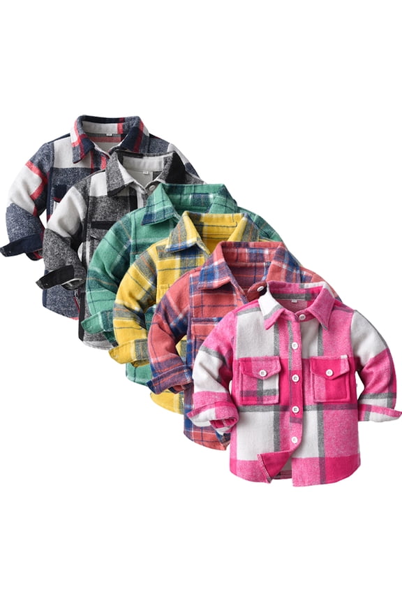 Kids Baby Boys Button down Shirt Long Sleeve Toddler Boys Buffalo Plaid Shirt Kids Newborn Boys Flannel Shirts for 6M-9Y