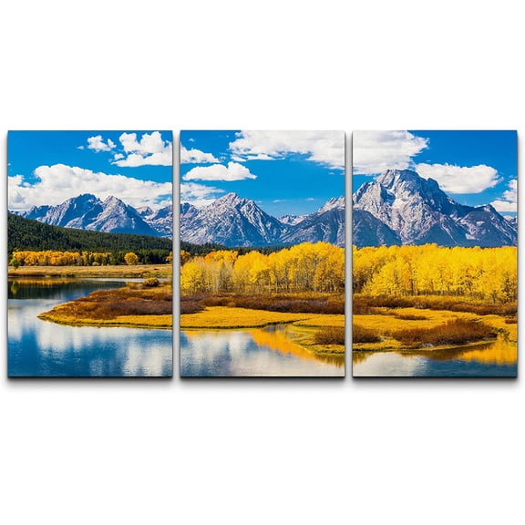 wall26 Canvas Print Wall Art Set Vibrant Colorado Autumn Mountain Lake Nature Wilderness Photography Realism Decorative Landscape Colorful for Living Room, Bedroom, Office - 24"x36" x 3