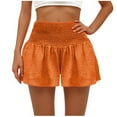 thumbnail image 2 of Women Casual Shorts Wide Leg High Rise Banded Waisted Yoga Lounge Shorts Pleated Tennis Shorts Summer Loose Shorts, Orange (Small), 2 of 7