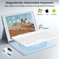 thumbnail image 6 of ZKTUYU Keyboard Case for iPad 9th Generation 2021/8th Gen 2020/7th Gen 2019 10.2 Inch, Stand Folio Keyboard Cover with Pencil Holder, Magnetically Detachable Wireless Bluetooth Keyboard, Blue, 6 of 9
