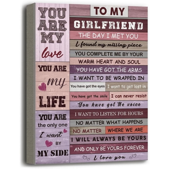 Girlfriend Gift, Canvas Poster Wall Art Hanging Decor Print, Love Poem Canvas Poster for Girlfriend on Valentines Anniversary or Birthday, Gift for Her, You Are the Only One I Want By My Side