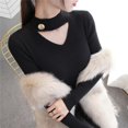 thumbnail image 1 of Spring Autumn New Hollow Out Slim Knitting Pullovers Long Sleeve Solid All-match Sweaters Temperament Elegant Women Clothing, 1 of 5