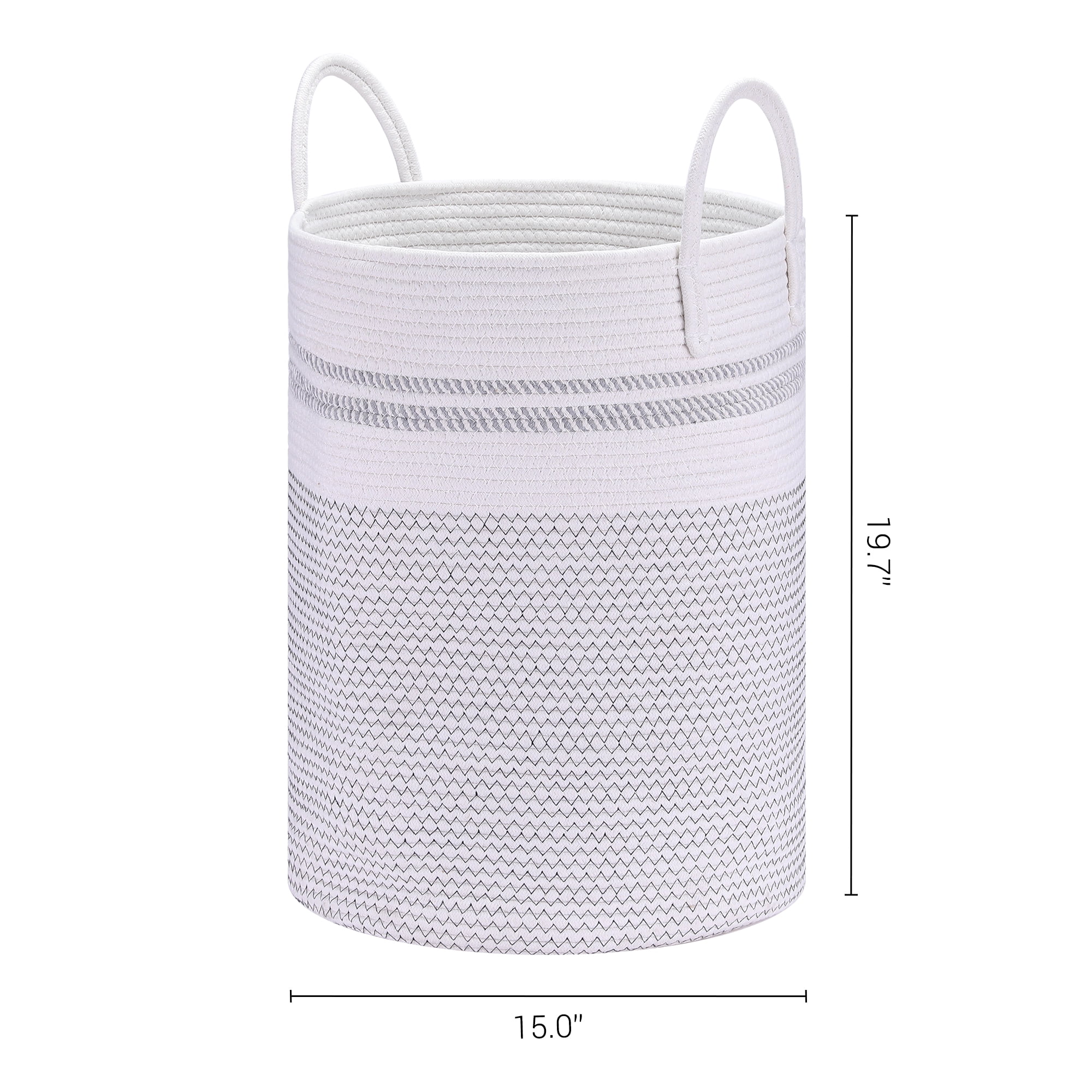 Unique Bargains Woven Storage Bin with Handles Shelf Storage Basket Organizer White Black