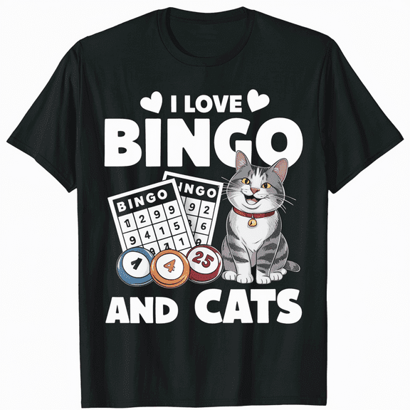 Cat Lover I Love Bingo And Cats Gambling Bingo Player Bingo T-Shirt