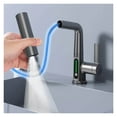 thumbnail image 5 of Pulling Lifting Digital Display Faucet, Waterfall Basin Faucet Stream Sprayer, Hot Cold Water Sink Mixer Wash Tap For Bathroom, 5 of 12