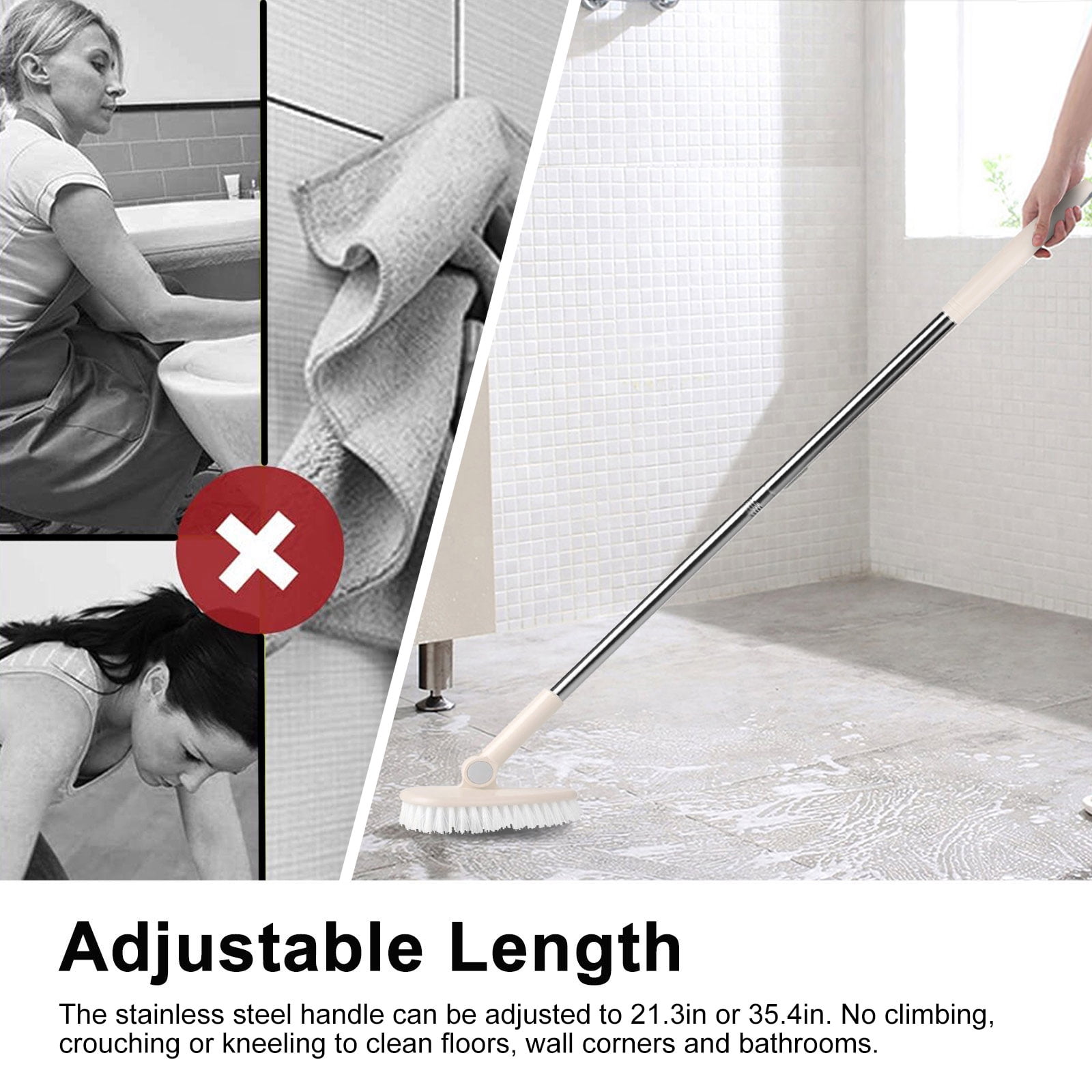 Lochimu Triangle Floor Brush，Shower Cleaning Brush with Flexible