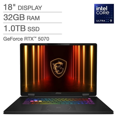 MSI Crosshair 18 HX AI 18" Gaming Laptop - Intel Core Ultra 9 275HX - NVIDIA RTX 5070 - 2560x1600 - 32GB RAM - 1TB SSD - Windows 11 Home