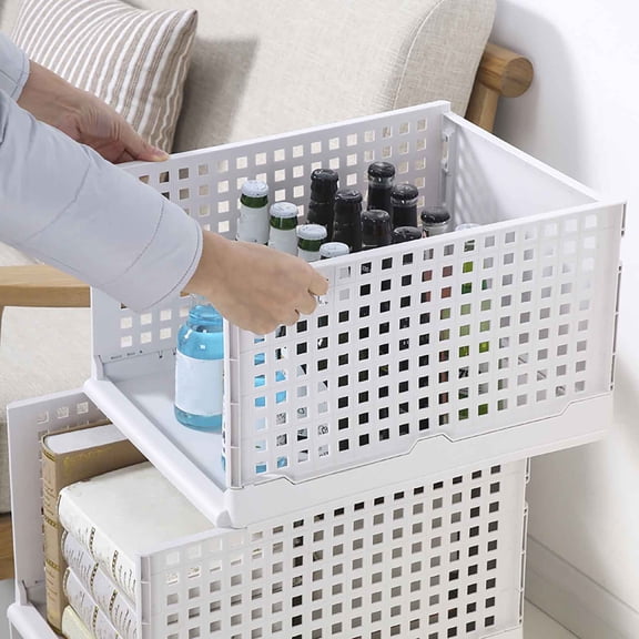 Wardrobe Organizer, Foldable and Stackable Closet Rack with Plastic Drawers, Thickened Partition for Durability, Easy Push-Pull Assembly for Space Saving Home Organization