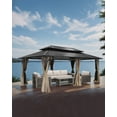 thumbnail image 4 of 12'x20' inch Hardtop Gazebo with Double Roof & Mosquito Netting, Khaki All-Weather Outdoor Shelter - Extra Large Patio Canopy with Dual-Layer Ventilation, 4 of 9