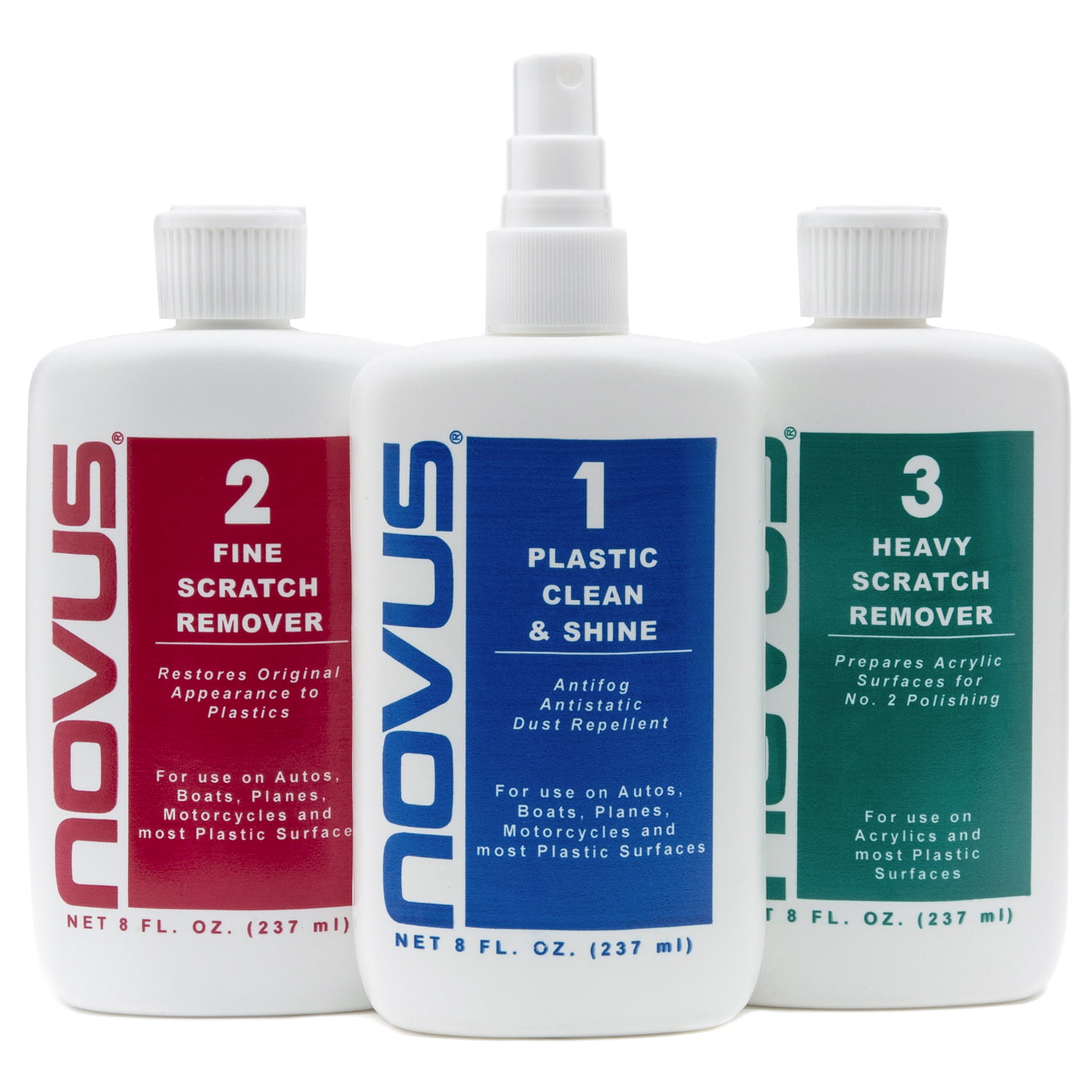 NOVUS-PK1-2, Plastic Clean & Shine #1, Fine Scratch Remover #2, Heavy  Scratch Remover #3 and Polish Mates Pack