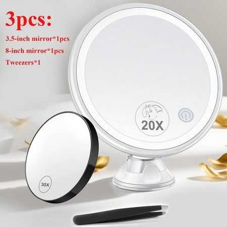 bbeauty planet 20x+30x magnifying lighted makeup mirror set