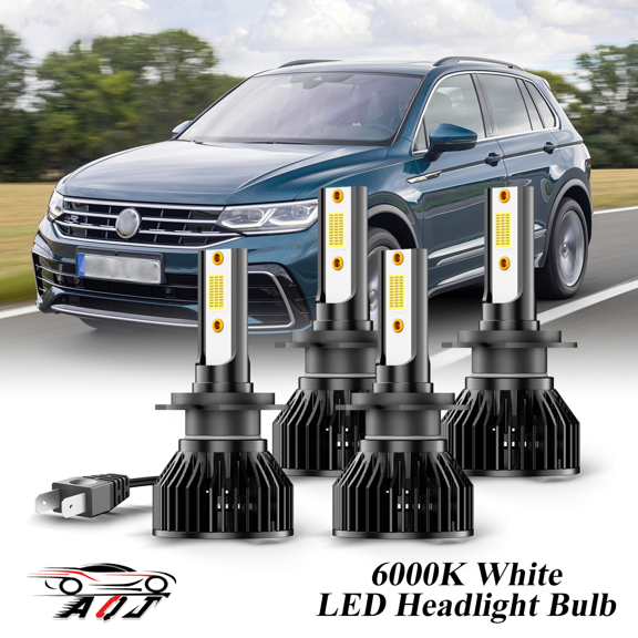 Compatible con Juego de Lámparas Alta/Baja Volkswagen Tiguan 2019 2020 2021 - 4 Unidades, 10,000LM 6500K Blanco Frío, Bombillas 500% Ultraluminosas, Plug & Play